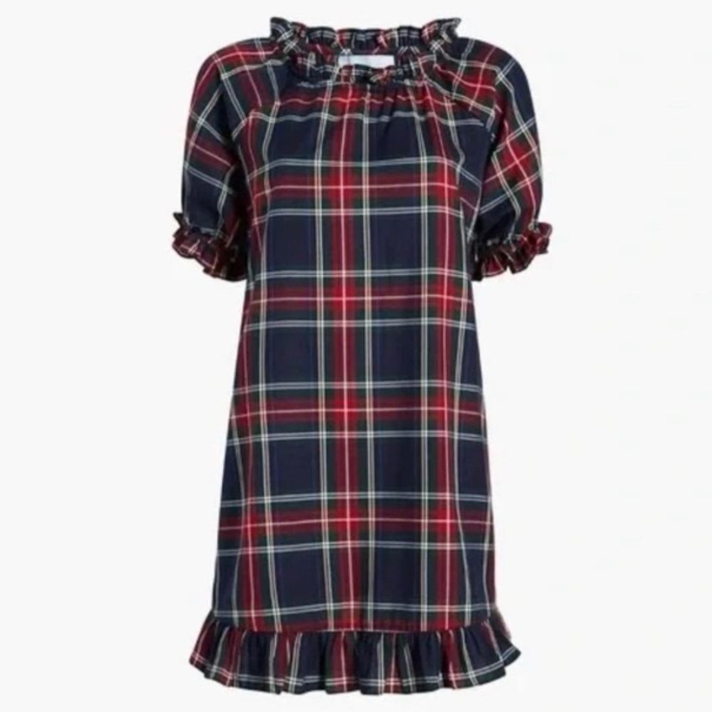 Hill House Plaid Mini Dress - Red and Blue